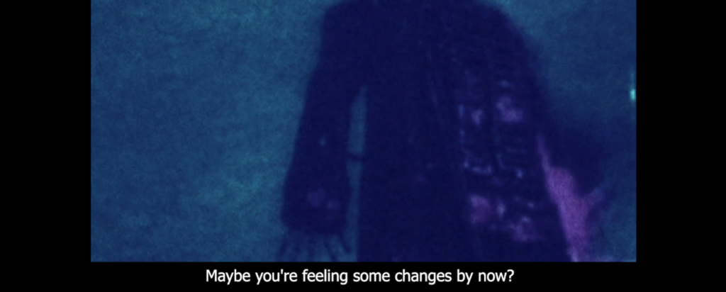 Image credit: Plan for a Spell, 2001, Adam Chodzko Caption reads: Maybe you're feeling some changes by now?